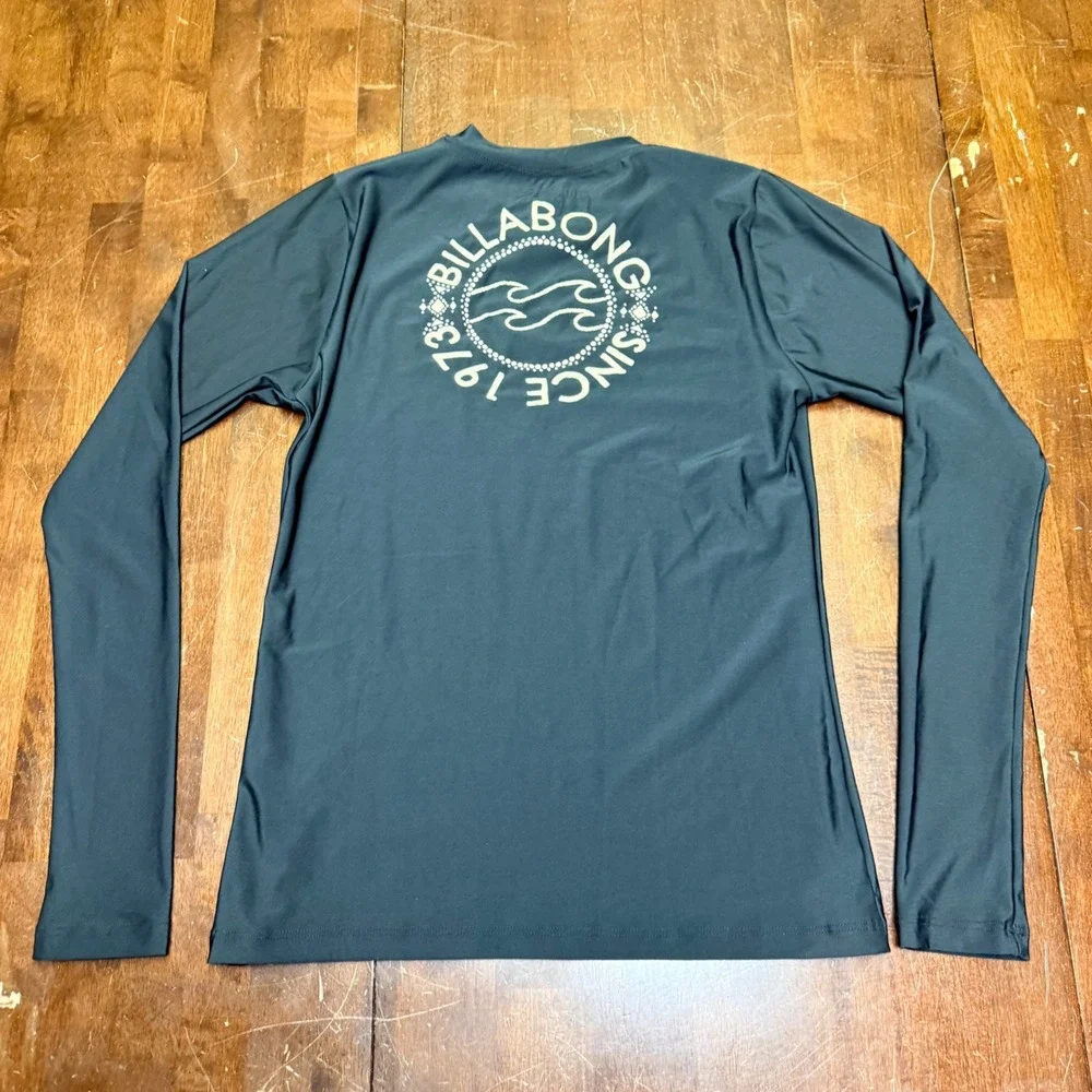 Billabong Rash Guard Kids‎ Large Black Long Sleeve UV Protection Sun Swim Shirt